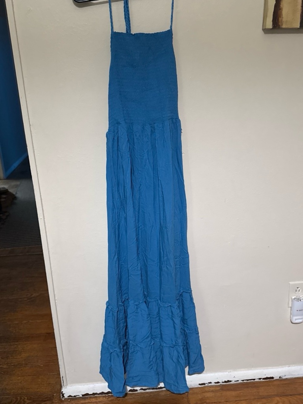 Blue Smocked Maxi Skirt